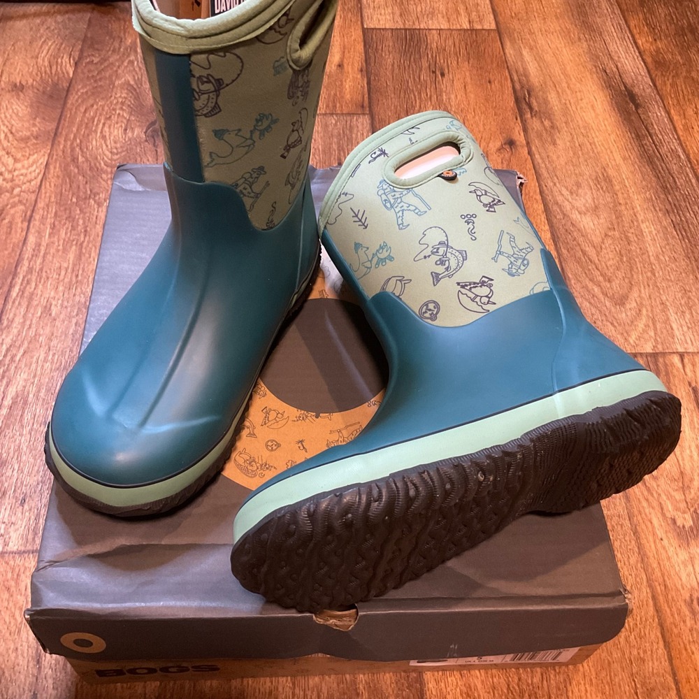 Bogs Boots Size Youth 5 Classic Davi Rollyn 72498 Insulated Rain Teal Snow New